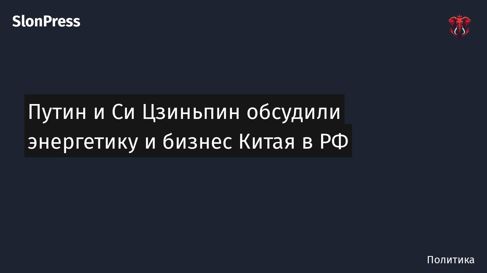 Путин и Си Цзиньпин обсудили энергетику и бизнес Китая в РФ