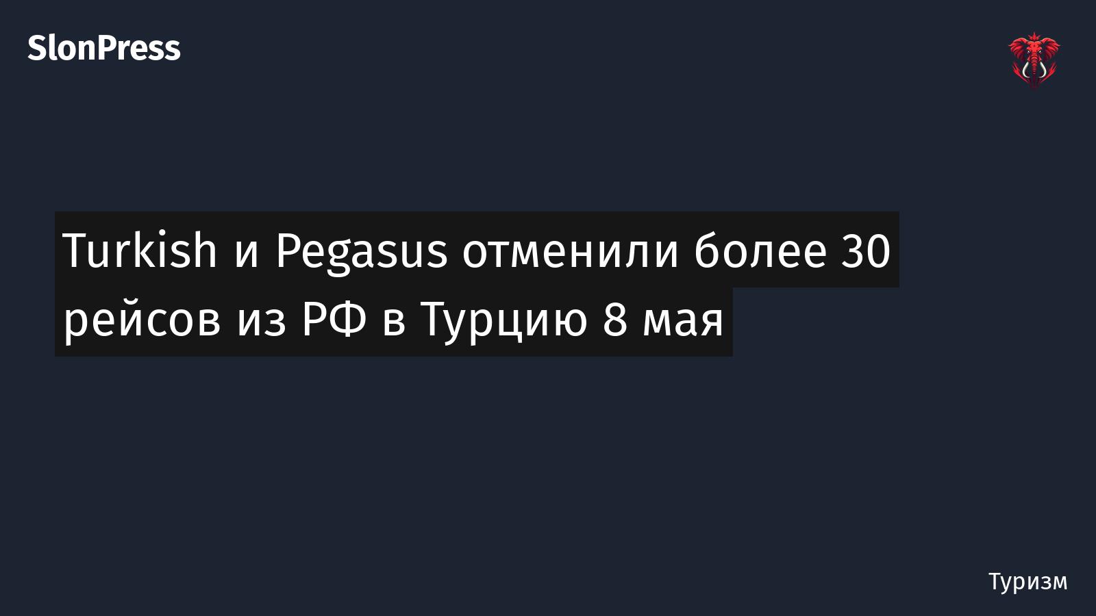 Turkish и Pegasus отменили более 30 рейсов из РФ в Турцию 8 мая