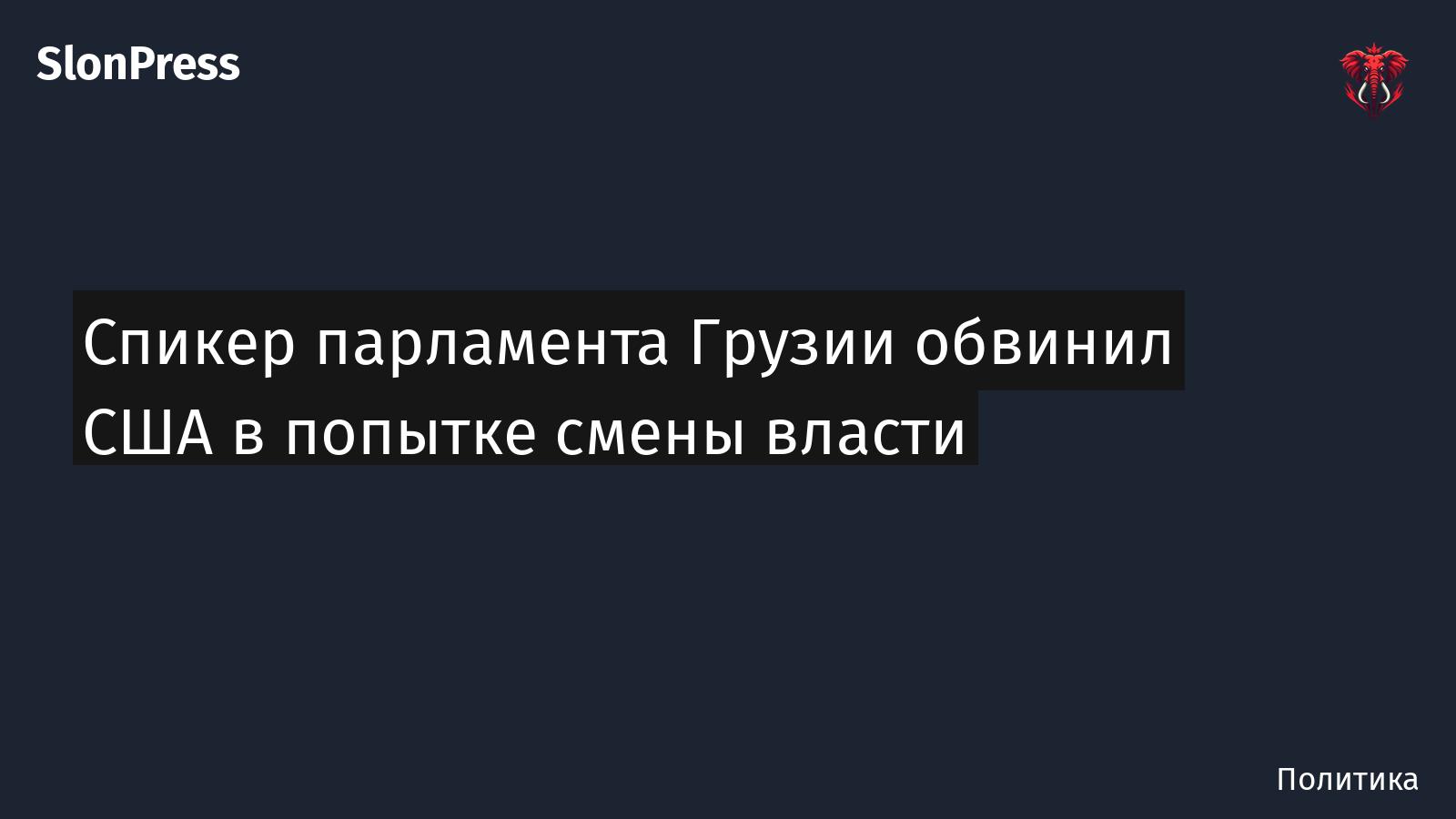 Спикер парламента Грузии обвинил США в попытке смены власти