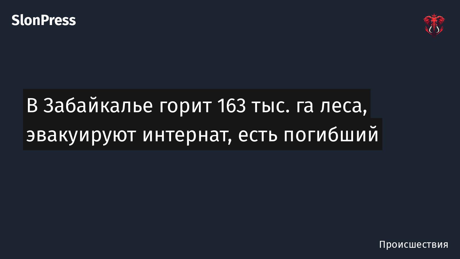 В Забайкалье горит 163 тыс. га леса, эвакуируют интернат, есть погибший
