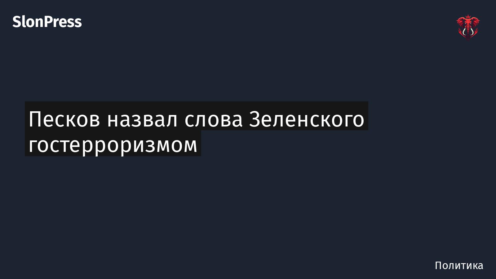 Песков назвал слова Зеленского гостерроризмом