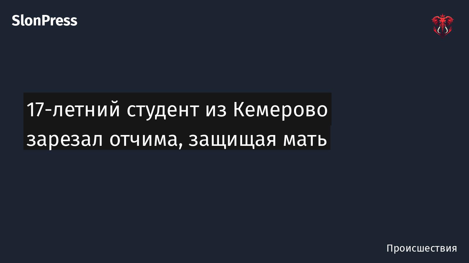 17-летний студент из Кемерово зарезал отчима, защищая мать
