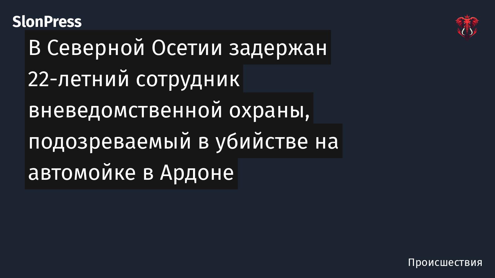 В Северной Осетии задержан 22-летний сотрудник вневедомственной охраны, подозреваемый в убийстве на автомойке в Ардоне