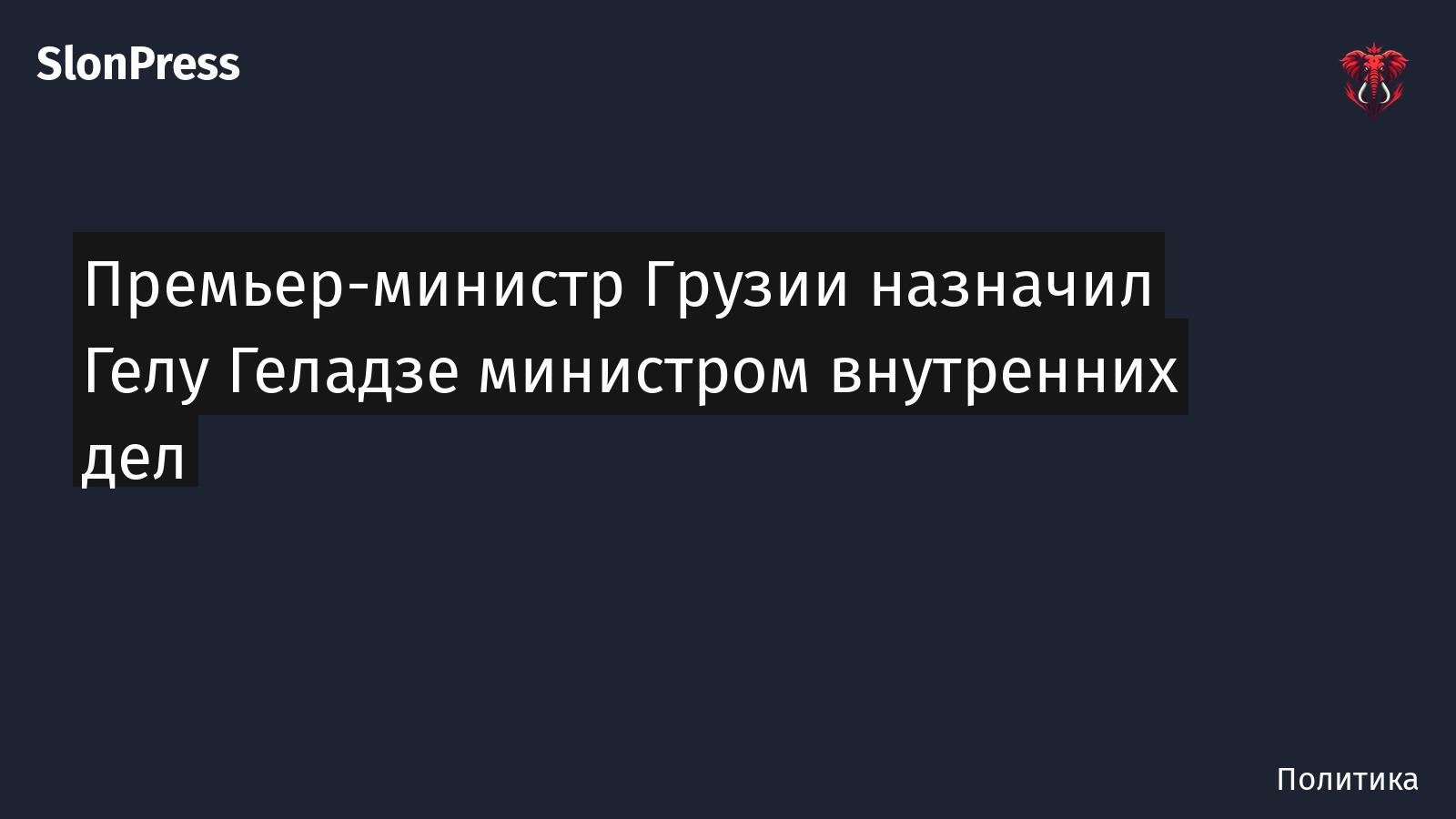 Премьер-министр Грузии назначил Гелу Геладзе министром внутренних дел