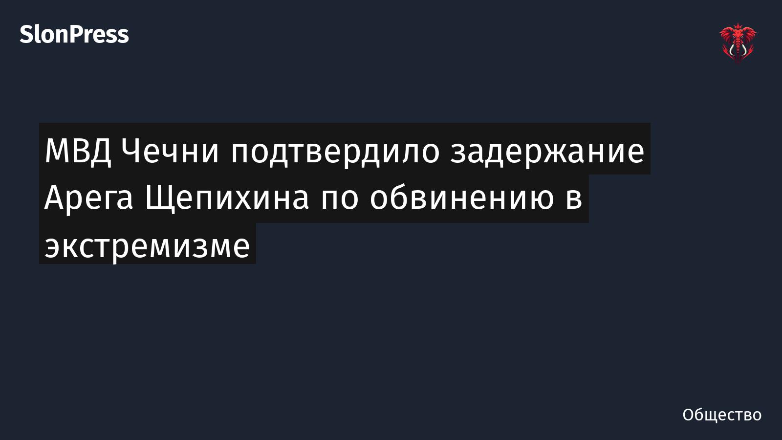 МВД Чечни подтвердило задержание Арега Щепихина по обвинению в экстремизме