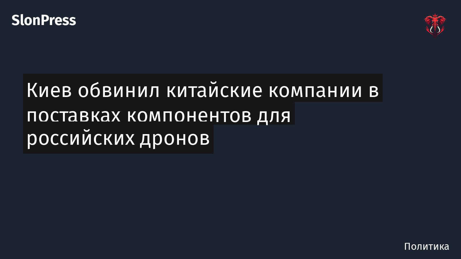 Киев обвинил китайские компании в поставках компонентов для российских дронов