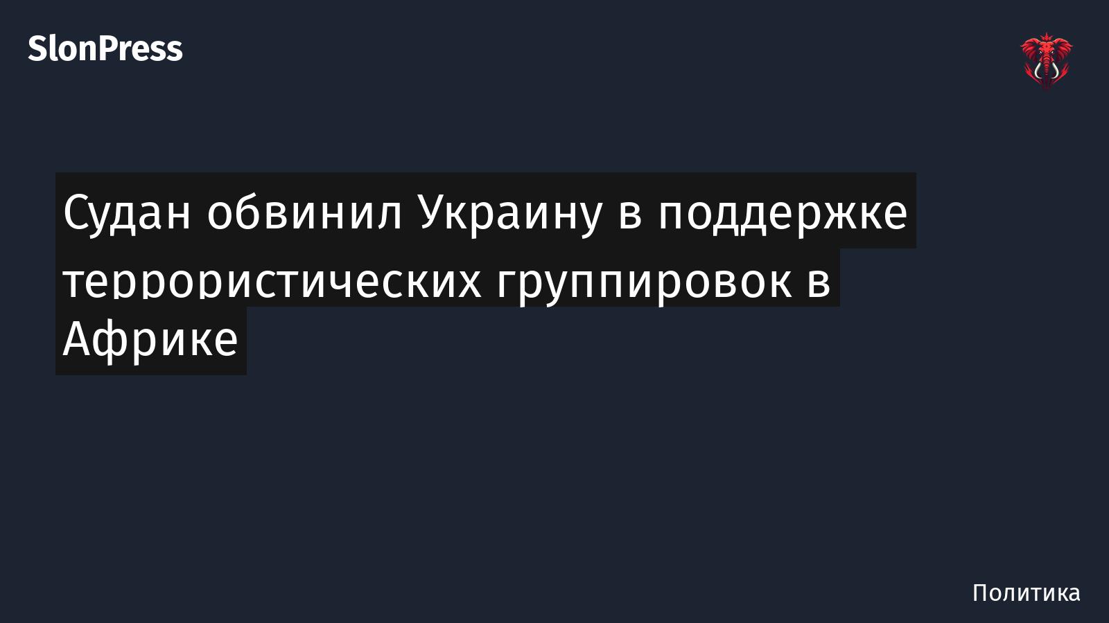 Судан обвинил Украину в поддержке террористических группировок в Африке