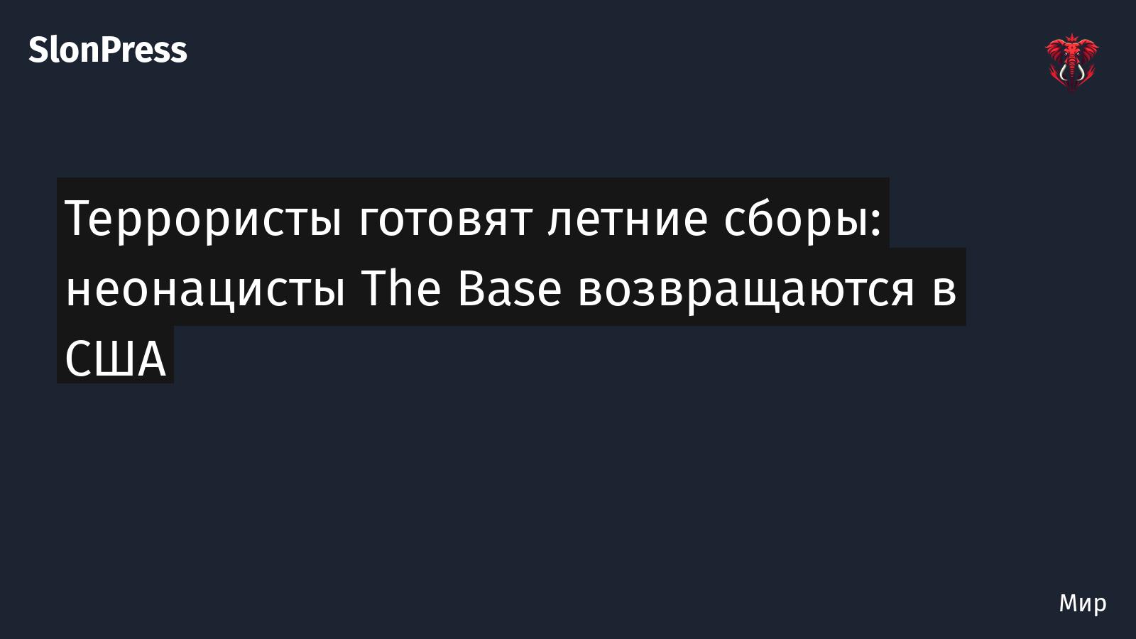 Террористы готовят летние сборы: неонацисты The Base возвращаются в США