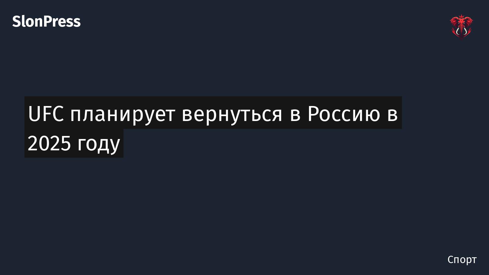 UFC планирует вернуться в Россию в 2025 году