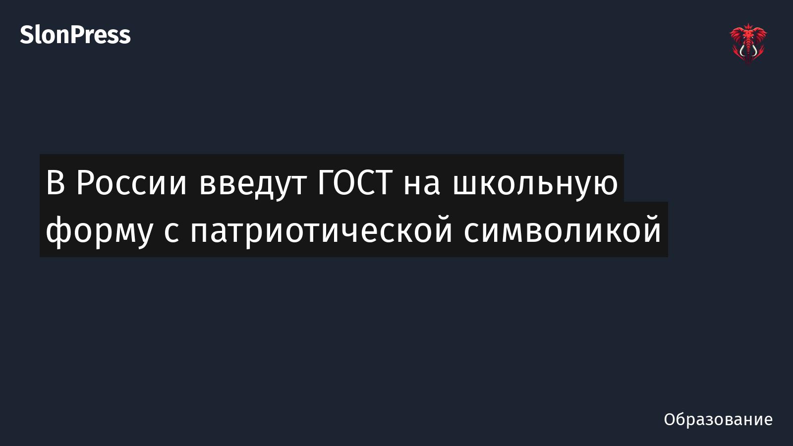 В России введут ГОСТ на школьную форму с патриотической символикой