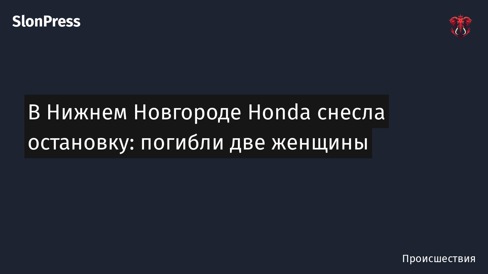 В Нижнем Новгороде Honda снесла остановку: погибли две женщины