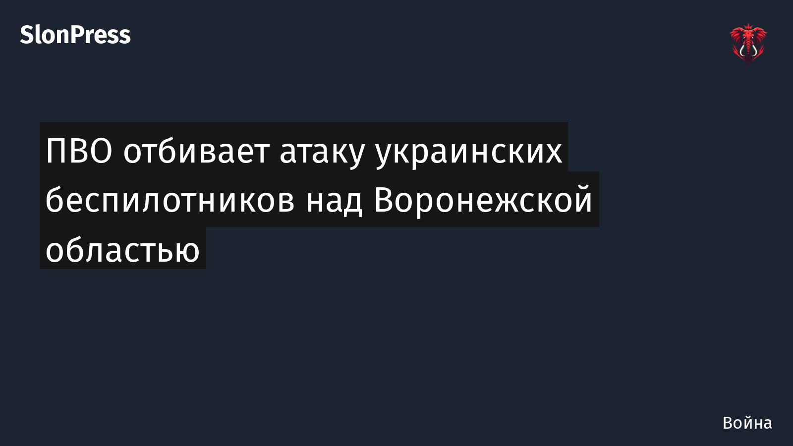ПВО отбивает атаку украинских беспилотников над Воронежской областью